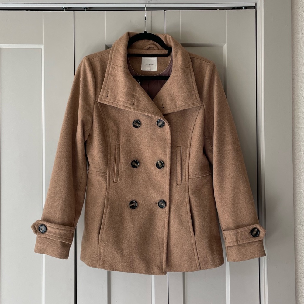 Thread & Supply Tan pea coat size M
